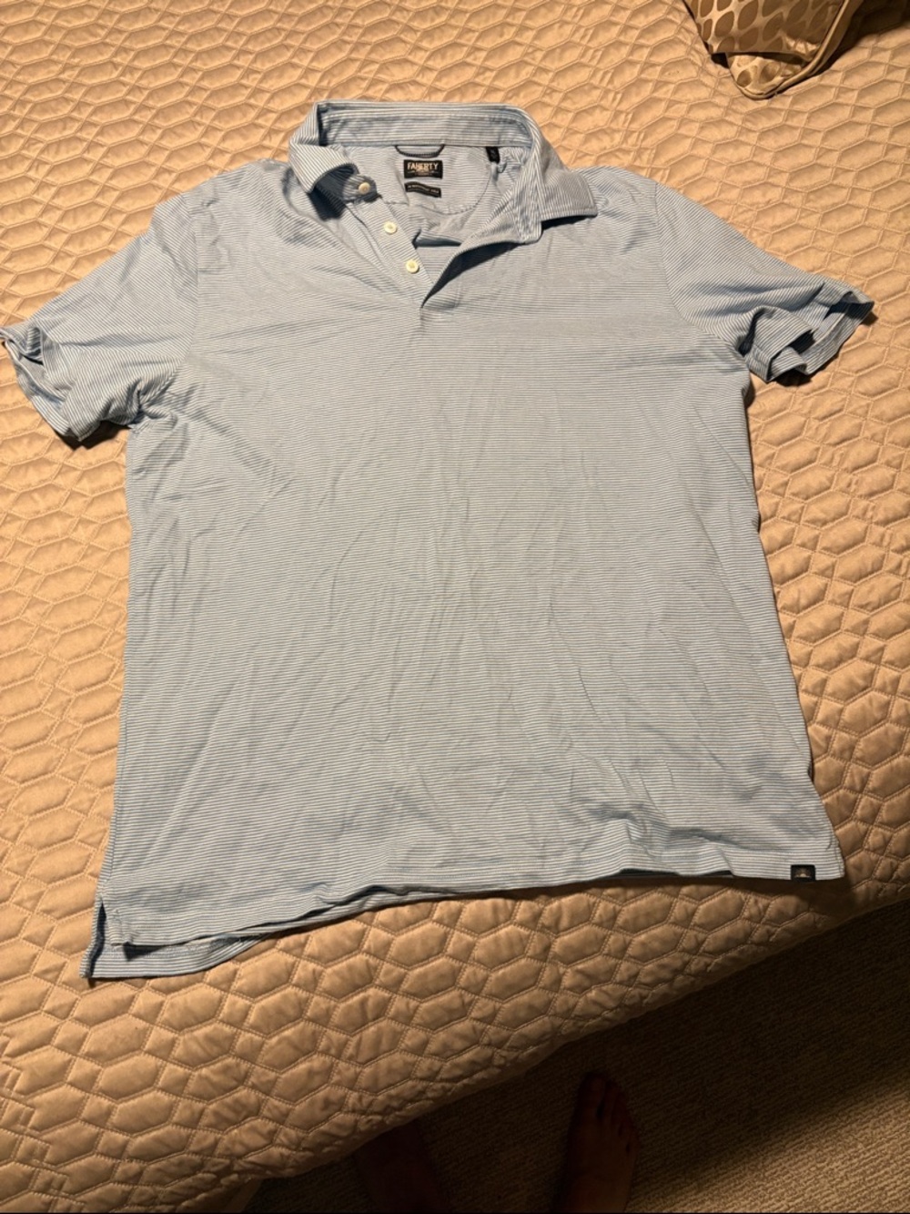 Faherty Lightweight Light Blue Stripe Polo